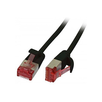 Synergy21 Patchkabel RJ45, CAT6 250Mhz, 0,25m schwarz, U/FTP, slimline rund d=3,6mm, Netzwerk