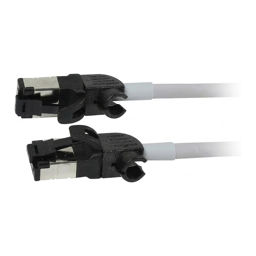 Synergy21 Patchkabel RJ45, CAT6A 500Mhz, 2m, grau, S/FTP, slimline rund d=4,5mm, TPE/LSZH(Superflex), AWG28, mit CAT7 Rohk., drehbarer Stecker,