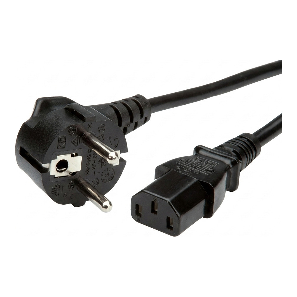 Synergy21 Netzkabel 230V Schutzkontakt CEE7(Stecker)->Kaltgeräte IEC-C13(Buchse), 1m, Black Computer