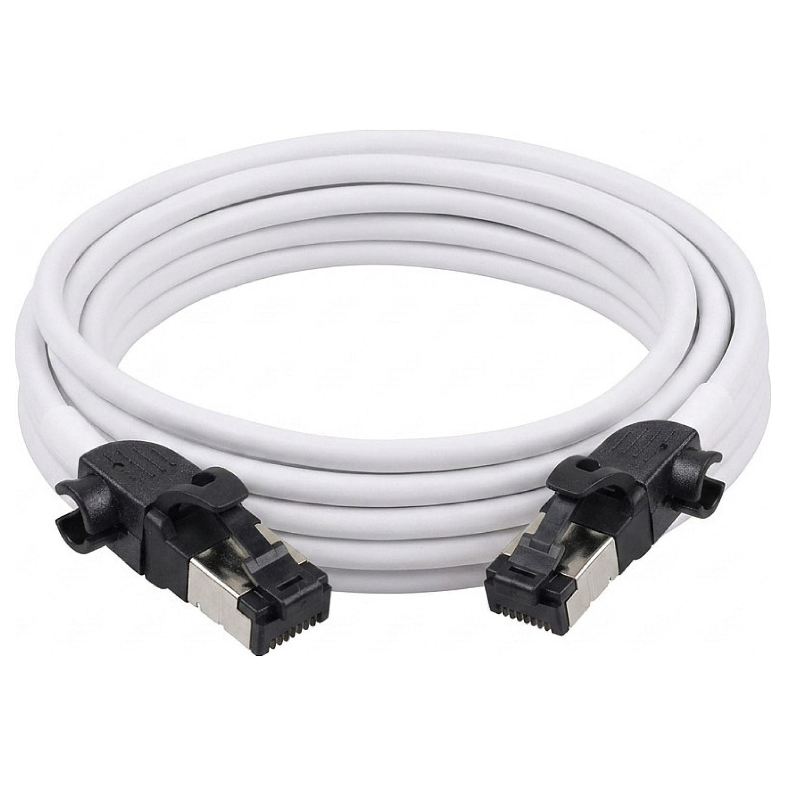 Synergy21 Patchkabel RJ45, CAT6A 500Mhz, 2m, weiss, S/FTP, slimline rund d=4,5mm, TPE/LSZH(Superflex), AWG28, mit CAT7 Rohk., drehbarer Stecker, Netzwerk