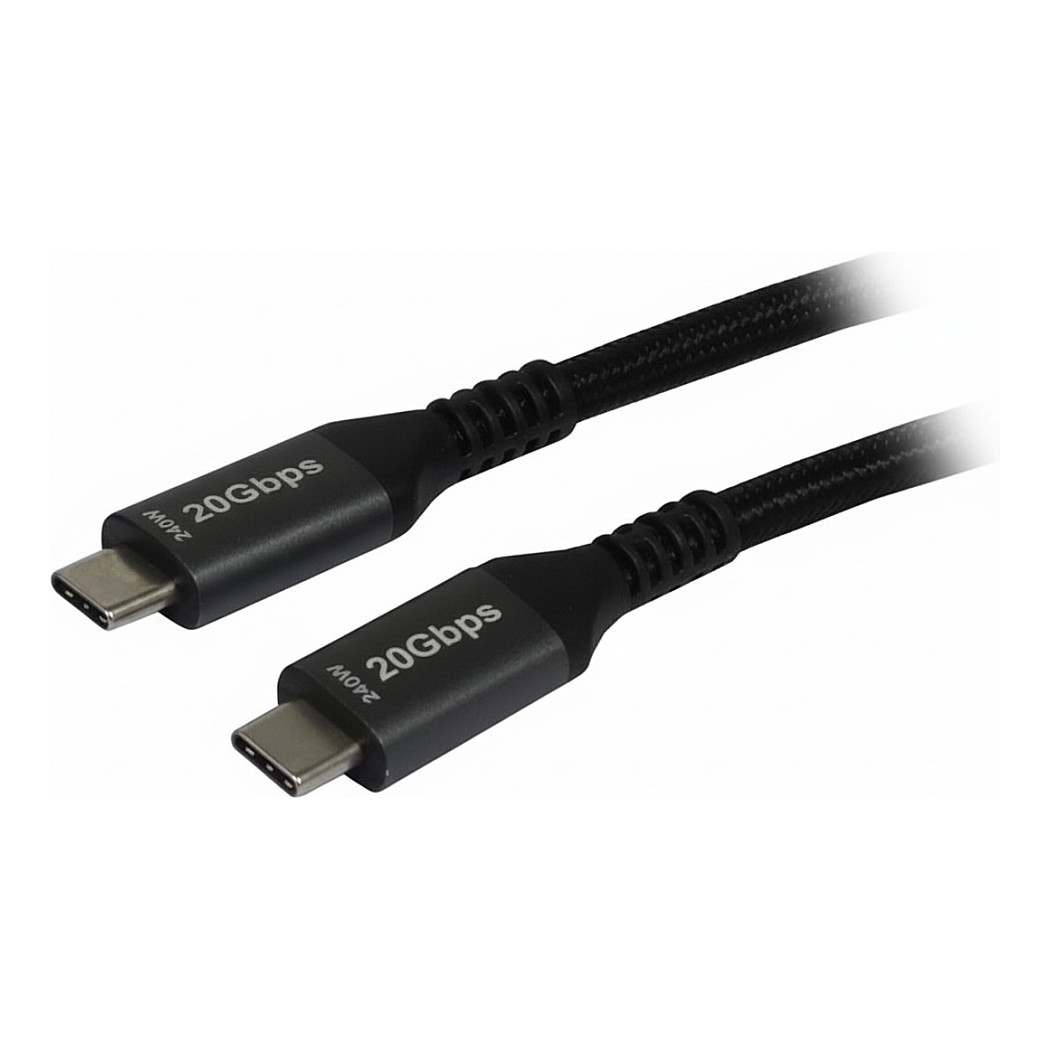 Synergy21 Kabel USB, C(St) => C(St), 3,0m, USB3.2, schwarz(Textil), 20G/5A, 240W, Gen 2x2, E-Marker Chip, USB