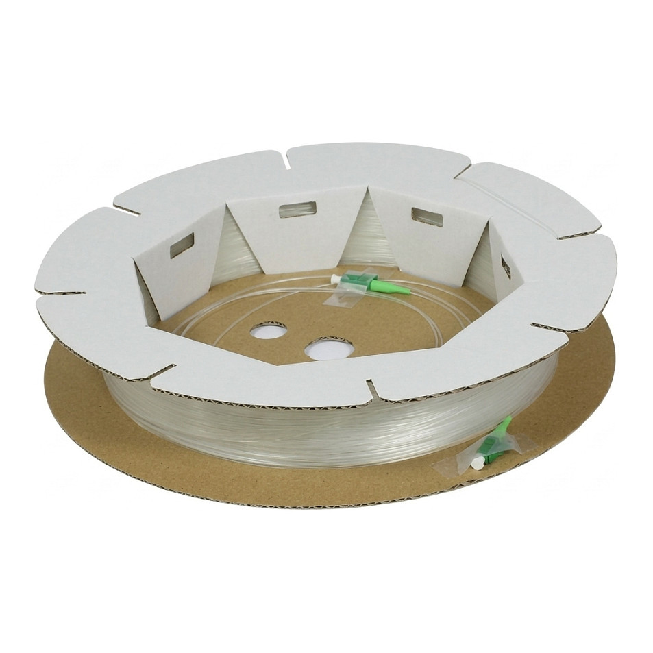 Synergy21 LWL-FTTH-Kabel 1G, transparent, OS2, G657.A2, 0,9mm, 250m, Vorkonfektionierte LC(APC) Stecker