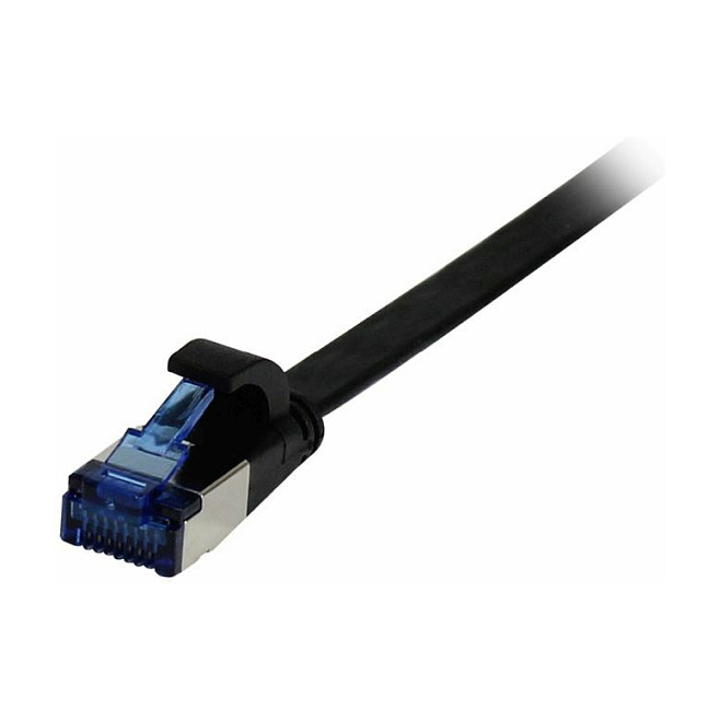 Synergy21 Patchkabel RJ45, CAT6A 500Mhz, 15m, schwarz, U/FTP, flach, TPE(Superflex), AWG32,