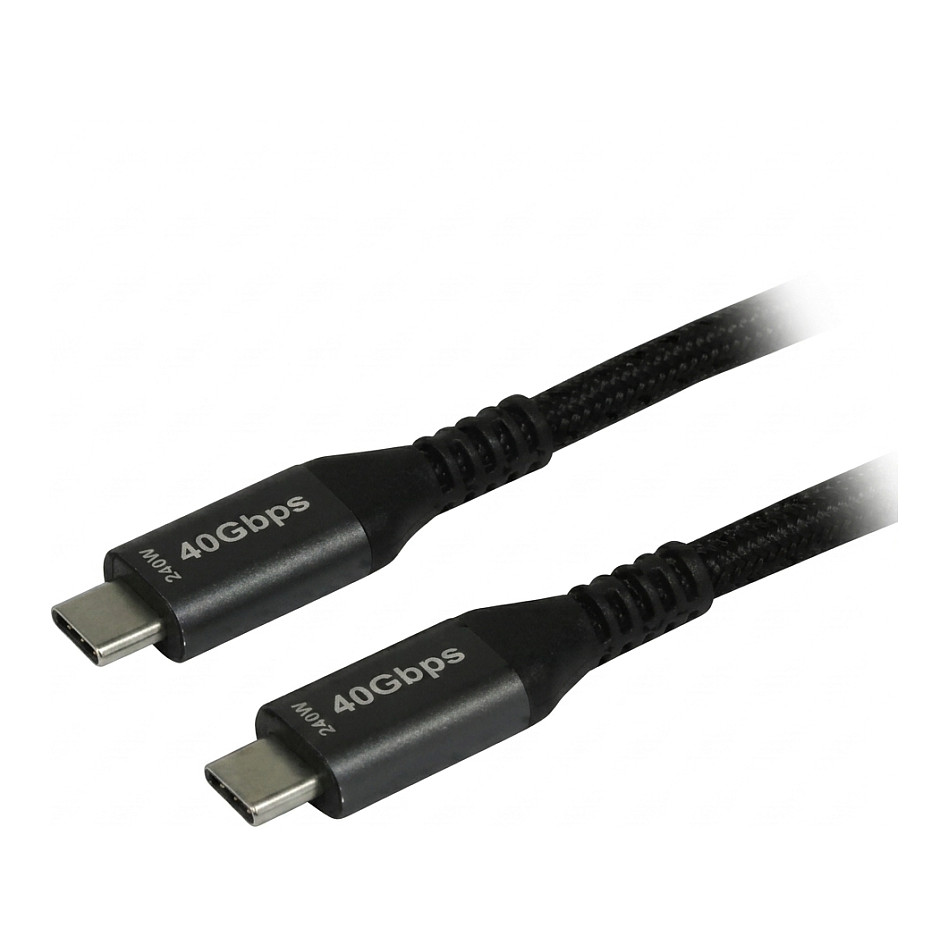 Synergy21 Kabel USB, C(St) => C(St), 2,0m, USB4.0, schwarz(Textil), 40G/5A, 240W, Gen 3x2, E-Marker Chip USB