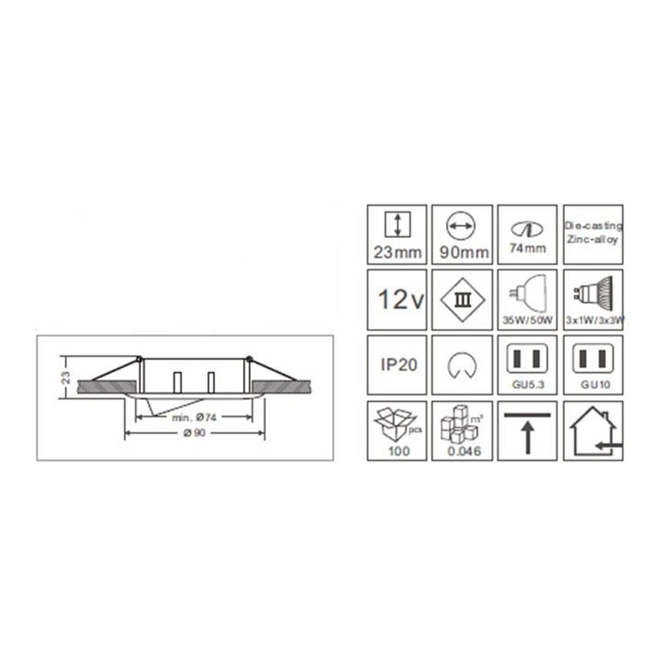 Synergy 21 LED Retrofit GU10 / GX5,3 Deckeneinbausatz D04-weiß