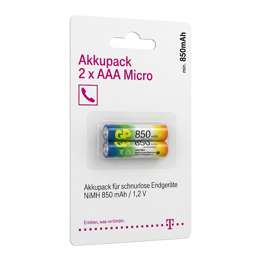 Telekom Akkupack 2x AAA 1,2V/850mAh fr schnurlose Endgerte Voice over IP
