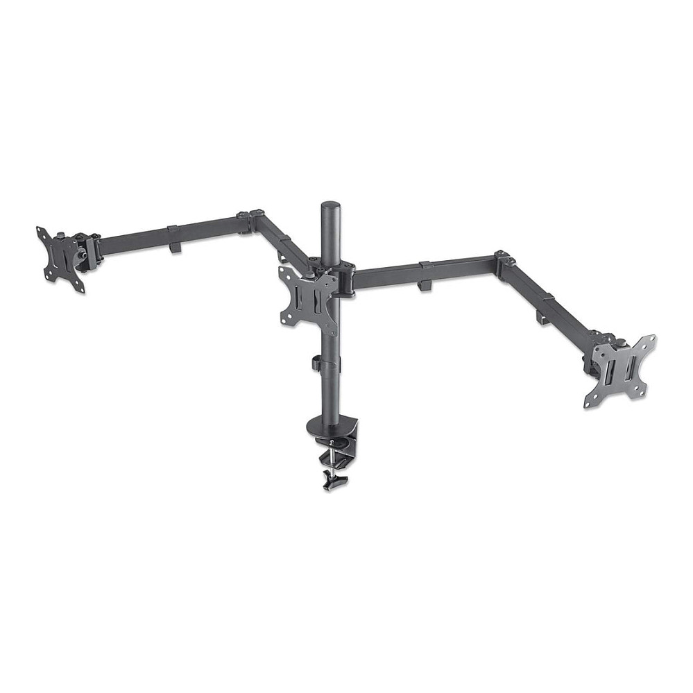 MANHATTAN LCD Monitorhalterung fuer 3 Displays zweichfach schwenkbar Tischhalterung mit 2 Monitorarmen bis 68,58cm 27Zoll schwarz