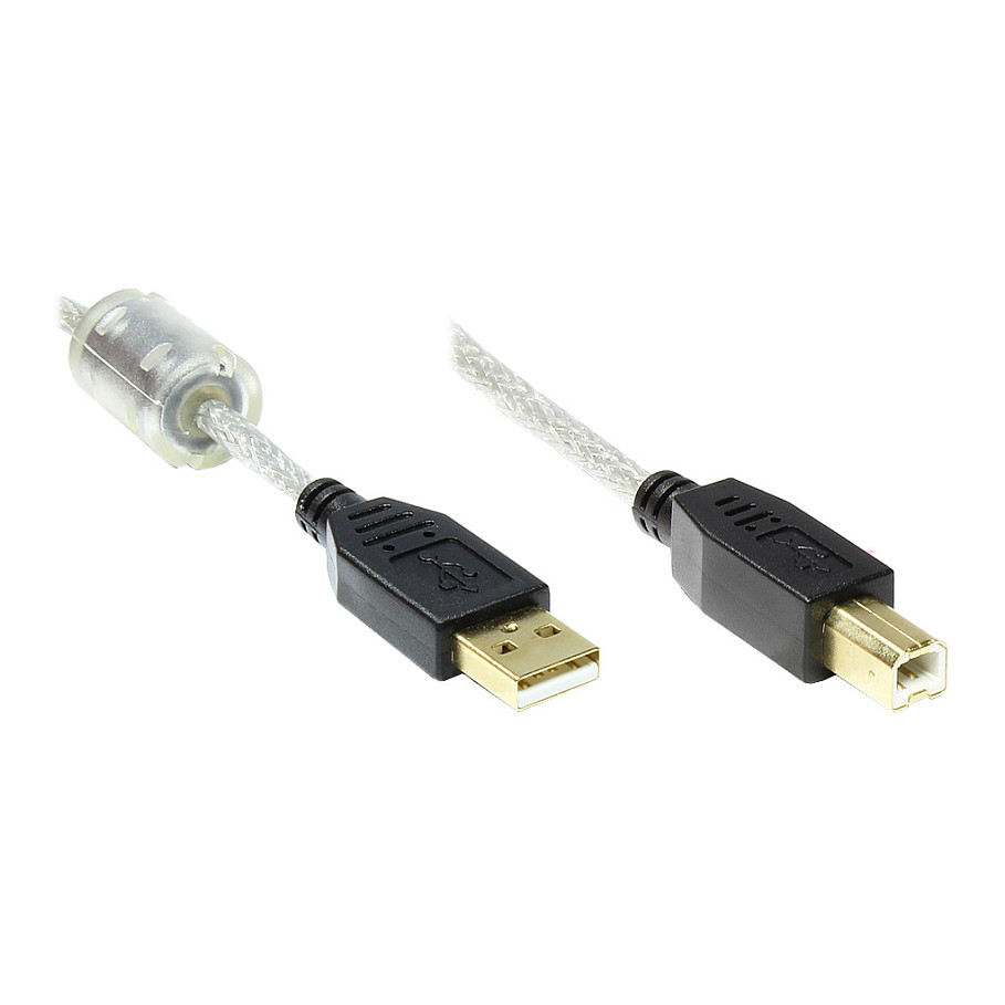 Good Connections USB2.0 Kabel m.Ferrit A-B transp. 3m
