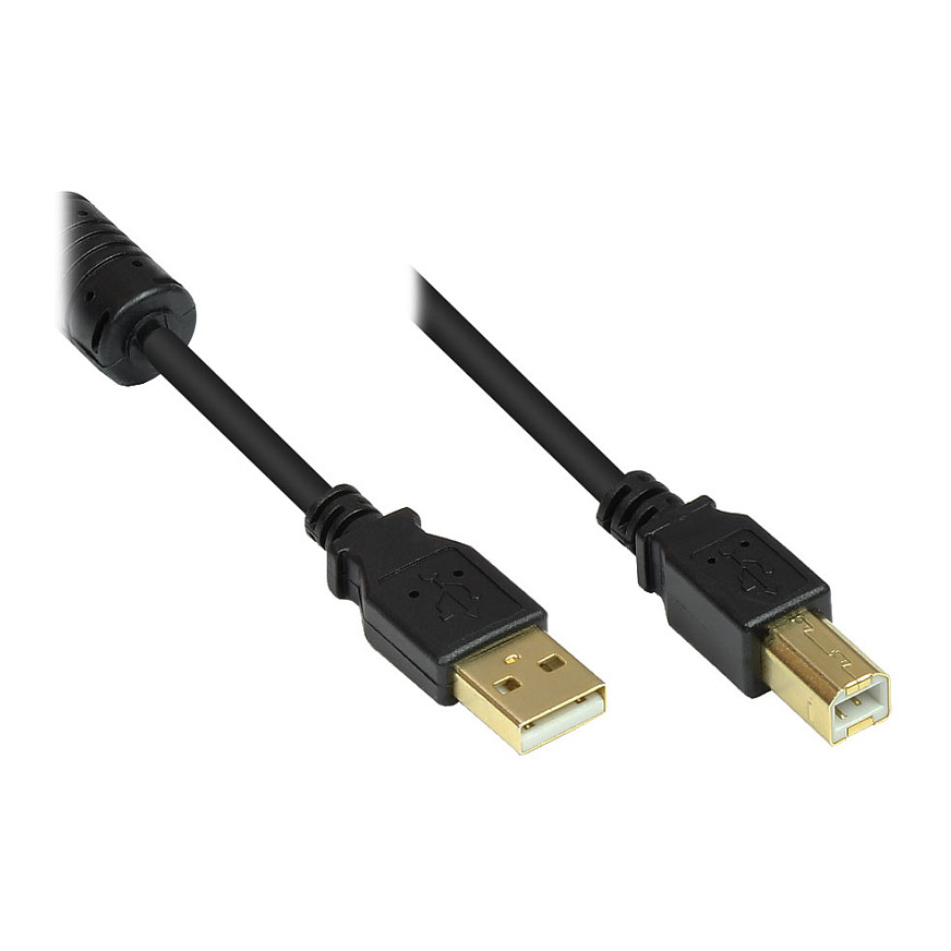 Good Connections USB2.0 Kabel m.Ferrit A-B schw. 1m