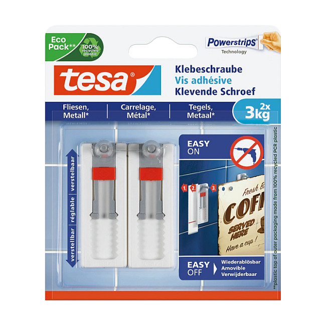 TESA 77765 Klebeschraube verstellbar Weiß Inhalt: 2 St.