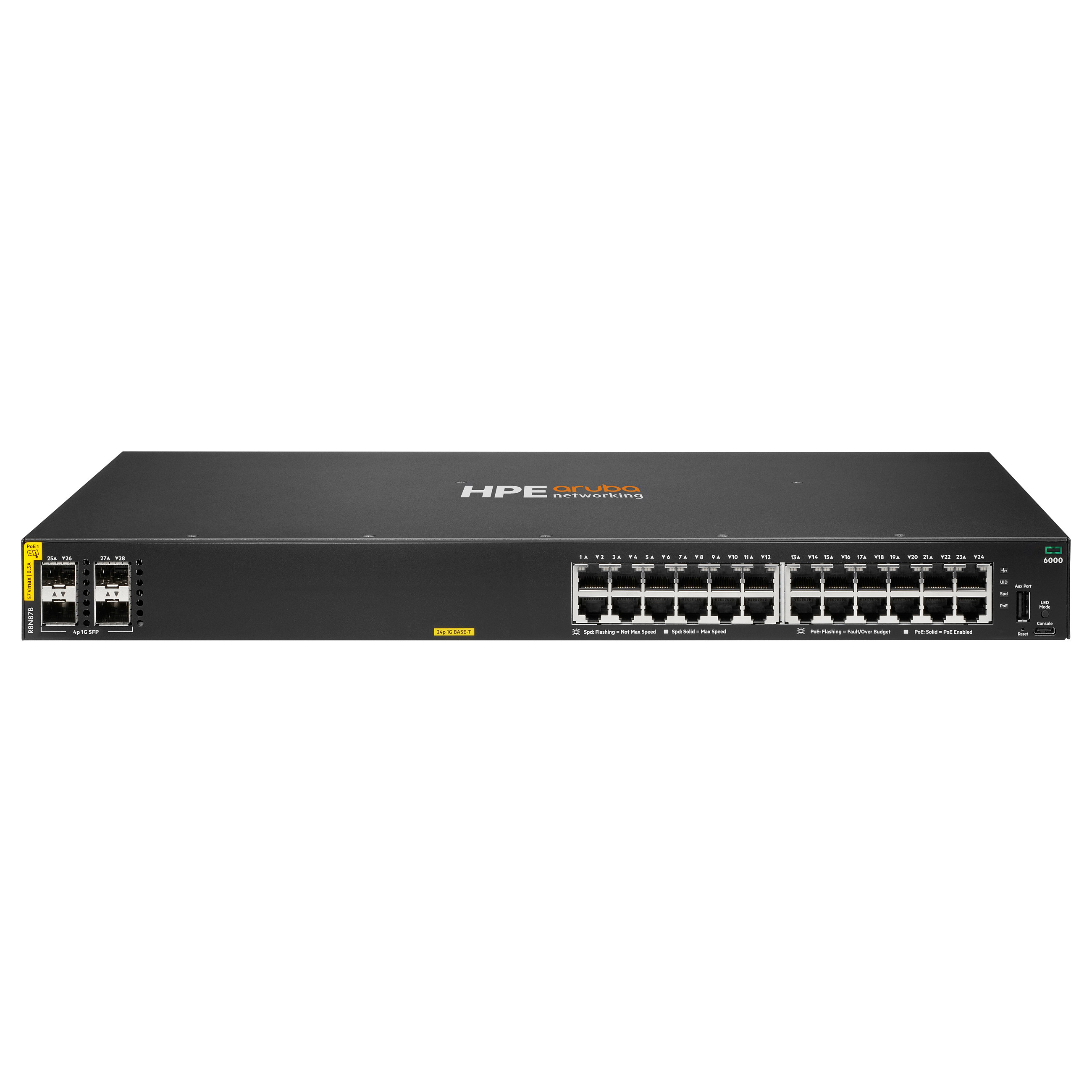 HPE Aruba Networking CX 6000 24p 10M/100M/1G Class4 PoE 4p SFP 1G 370W Switch