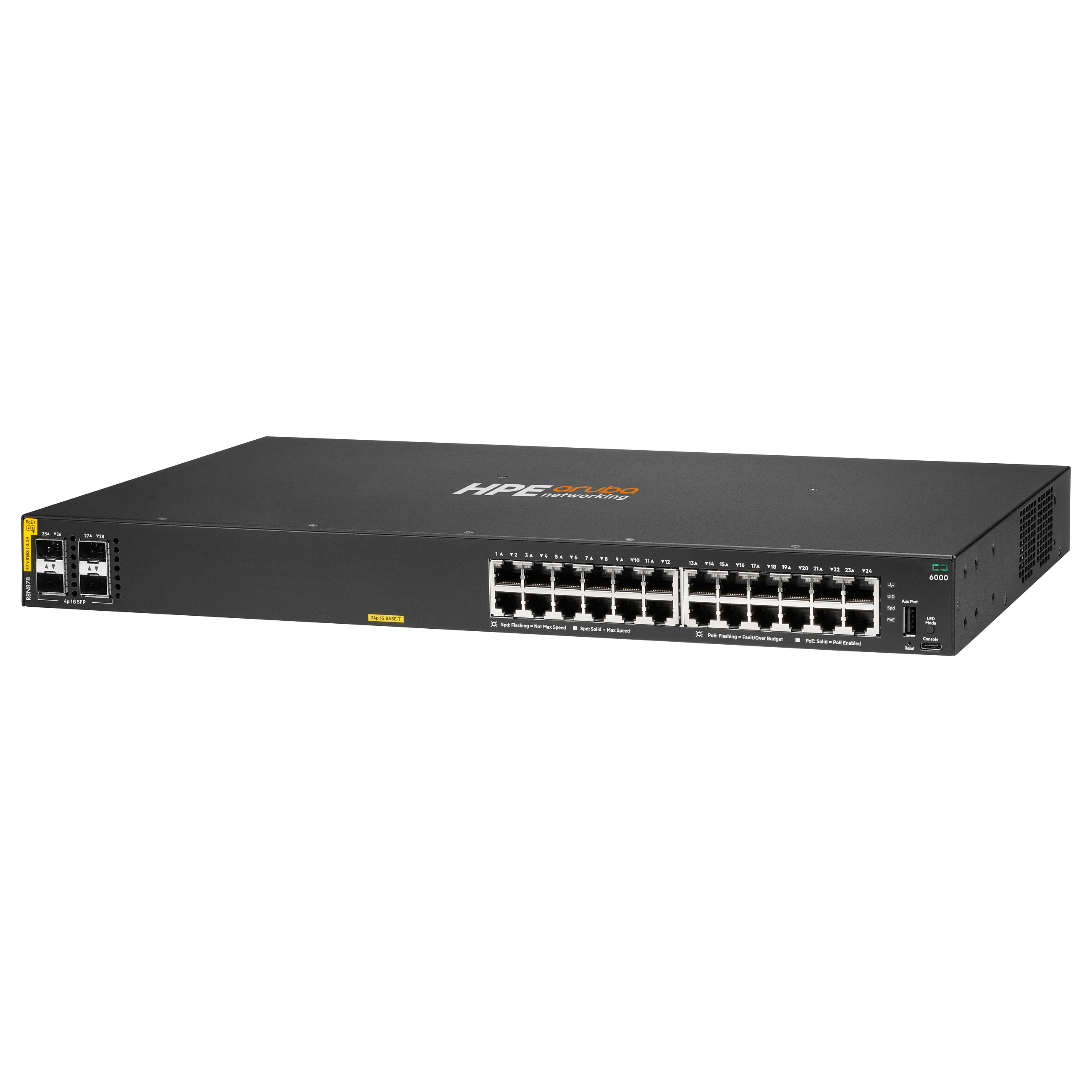 HPE Aruba Networking CX 6000 24p 10M/100M/1G Class4 PoE 4p SFP 1G 370W Switch