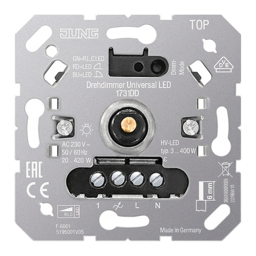 Jung 1731DD Drehdimmer UNI LED 3-100W 20-420W/VA Beleuchtung