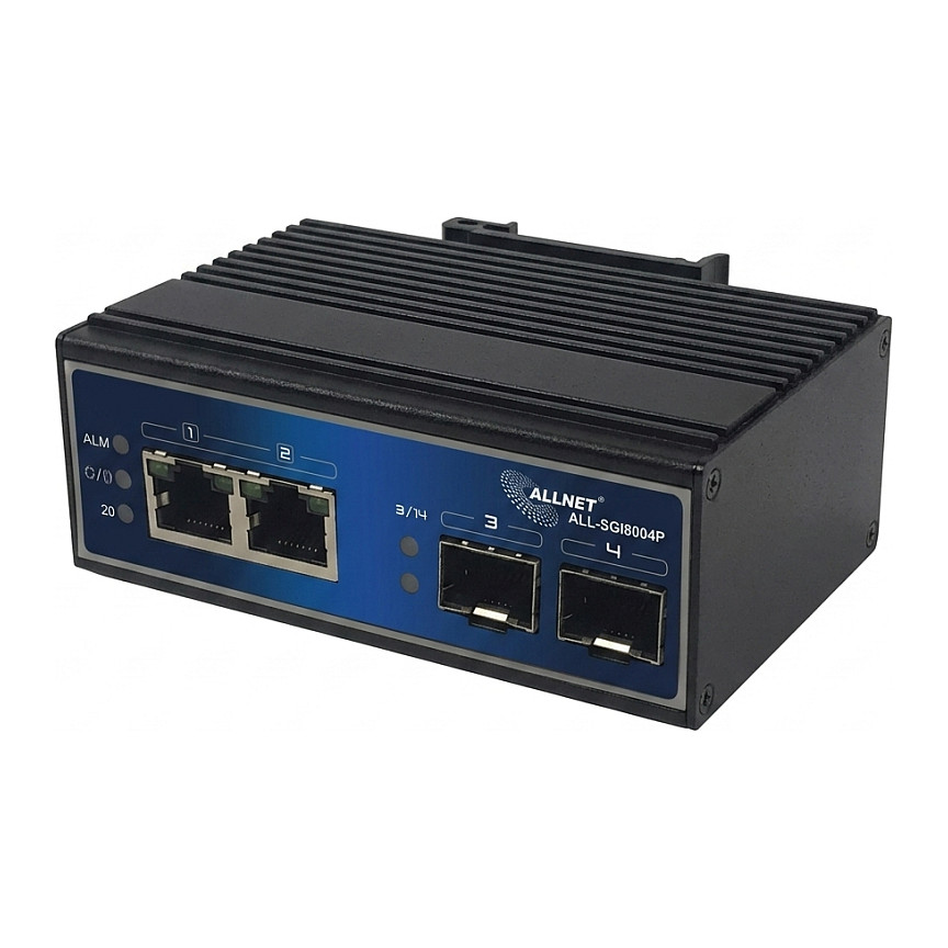 ALLNET switch industrial unmanaged Layer2 4 Port GbE zbh. DIN-Ersatzadapter für ALL-SGI8004P Switching Hubs