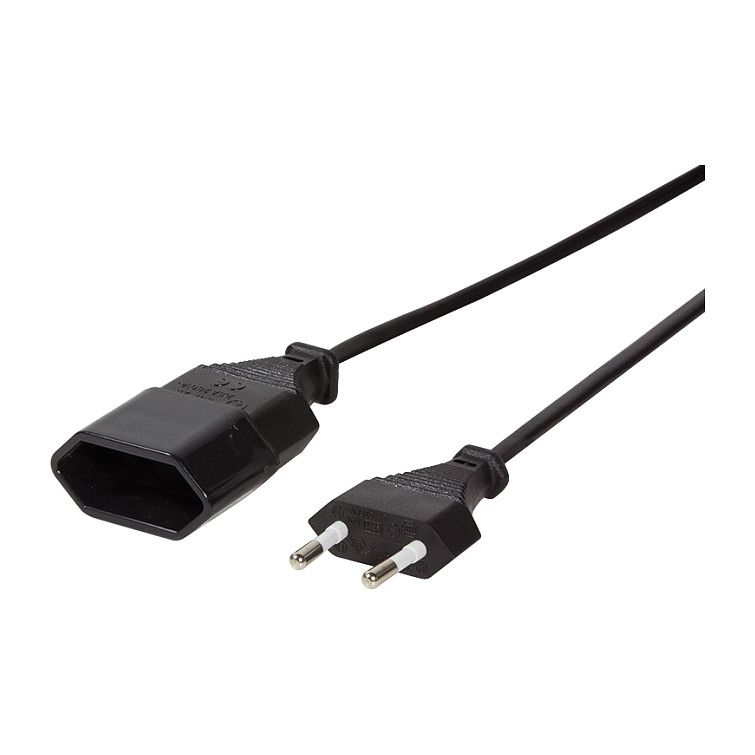 Logilink Netzkabel Euro CEE 7/16 Stecker zu Dose, 2m schwarz