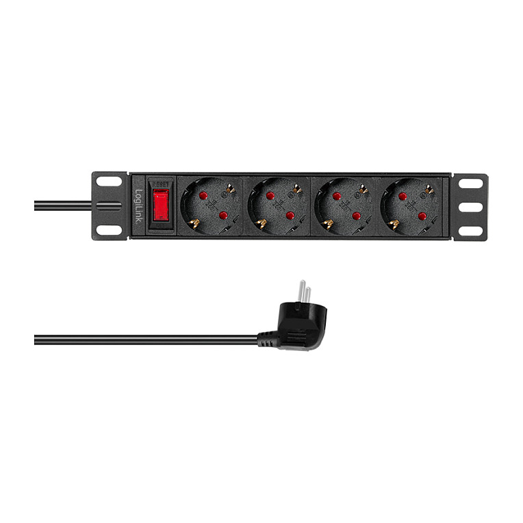 Logilink Steckdosenleiste 4-fach mit Schalter,10""(1HE),2m