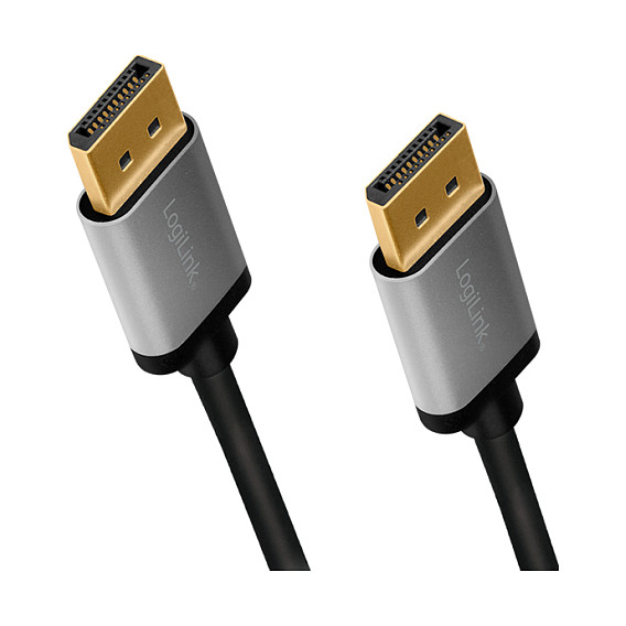 LogiLink CDA0102 DisplayPort Cable DPM to DPM, 4K60 Hz, aluminum, blackgrey, 3 m (CDA0102)