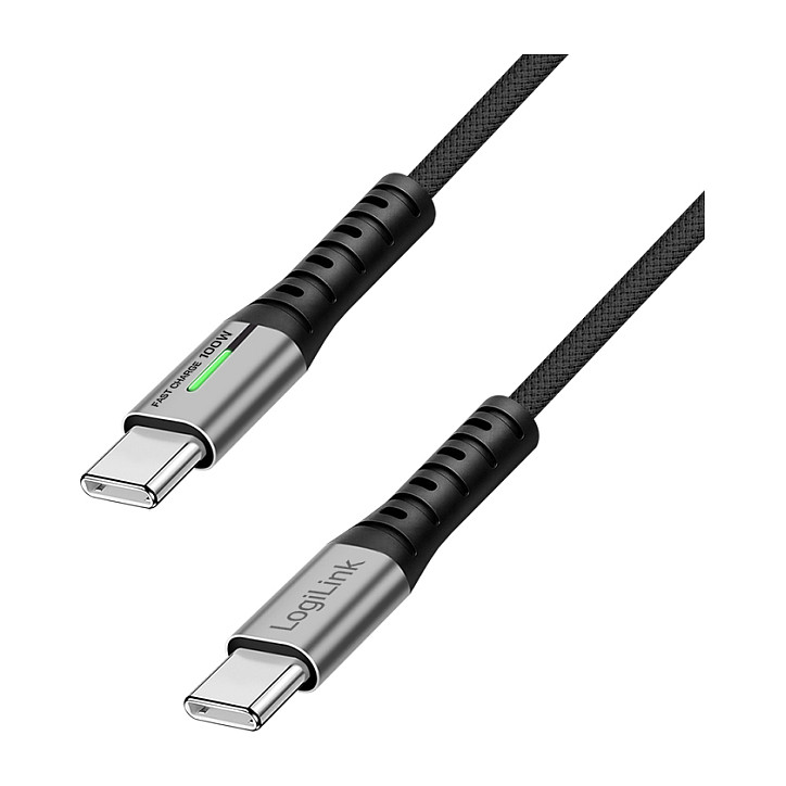 LogiLink USB 3.2 Gen2x2 Type-C-Kabel, C/M zu C/M LED 2m sw USB