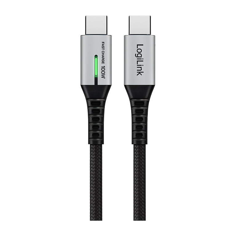LogiLink USB 3.2 Gen2x2 Type-C-Kabel, C/M zu C/M LED 2m sw