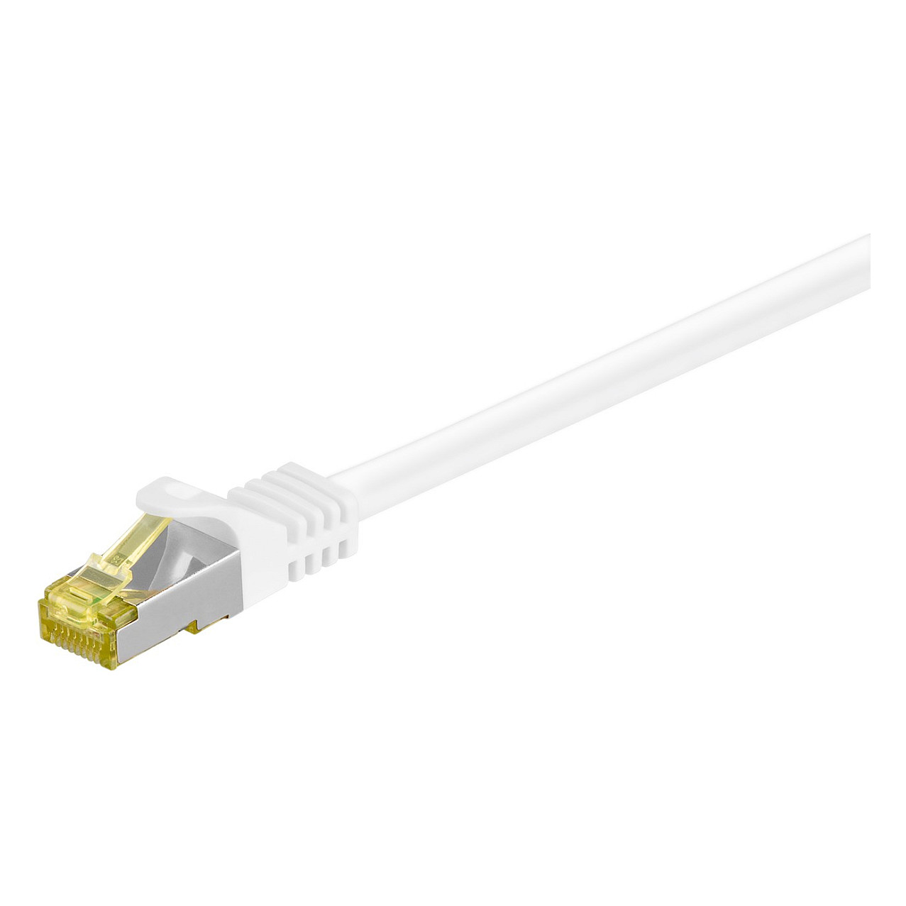 Goobay 7.5m RJ45 Patchkabel CAT 6A S/FTP (PiMF), 500 MHz, mit CAT 7 Rohkabel, weiß LSZH halogenfrei, Kupfer Netzwerk