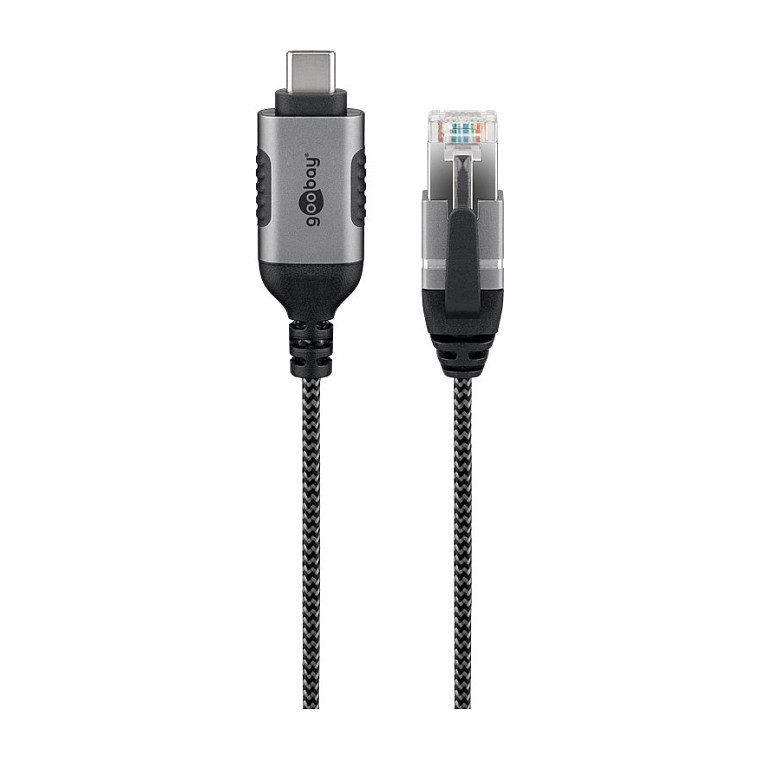 Goobay Ethernet-Adapterkabel USB-C 3.2 Gen2 > RJ-45 (schwarz/grau, 3 Meter)