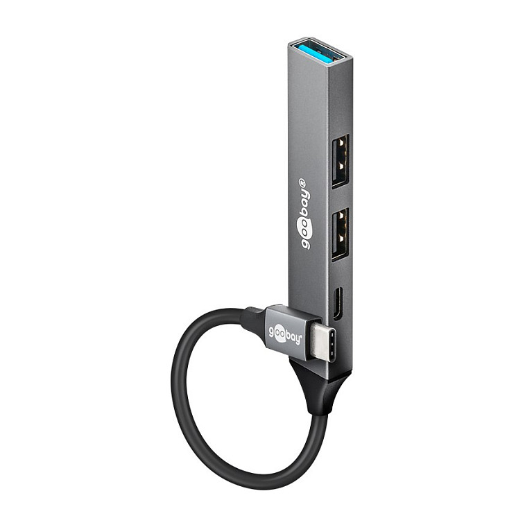 Goobay Slim 4-Port USB-Hub, USB-Câ„¢ auf USB-Câ„¢/USB-A, 5 Gbit/s USB