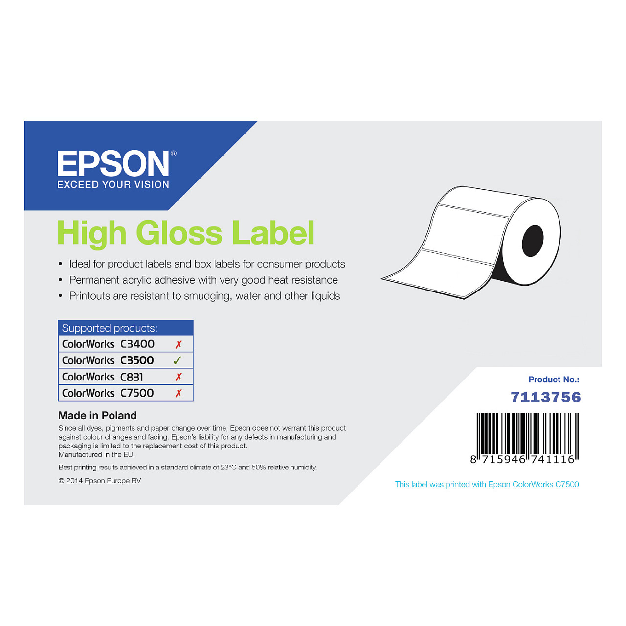 Epson High Gloss Label Zubehör Drucker