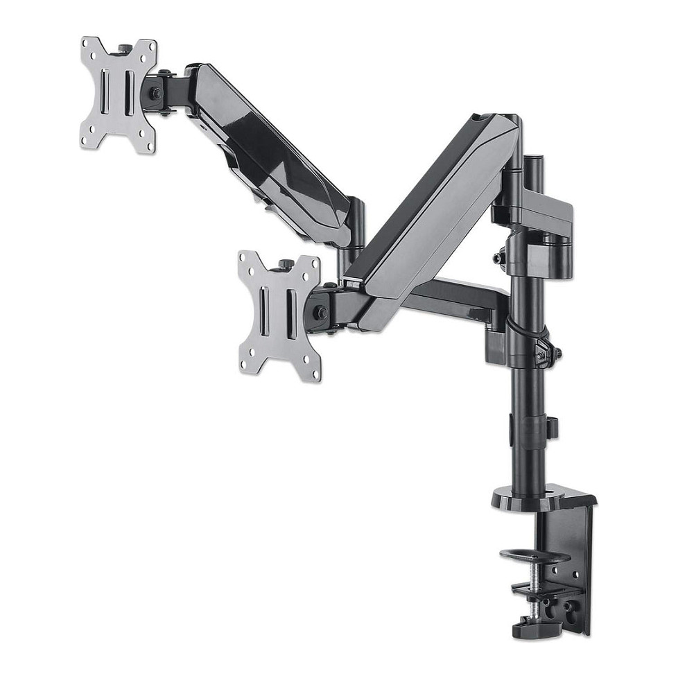 MANHATTAN Tischhalterung mit Gasdruckfeder und Kugelgelenk fuer zwei Monitore von 48,18-81,28cm 17Z-32Z und bis zu 8kg pro Arm