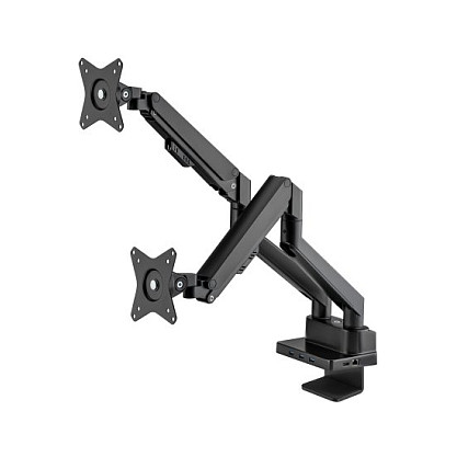 MANHATTAN Aluminium-Tischhalterung mit Gasdruckfeder fr zwei Monitore 43,2-81,3cm 17-32Zoll und 8-in-1-Dockingstation PD mit 100W