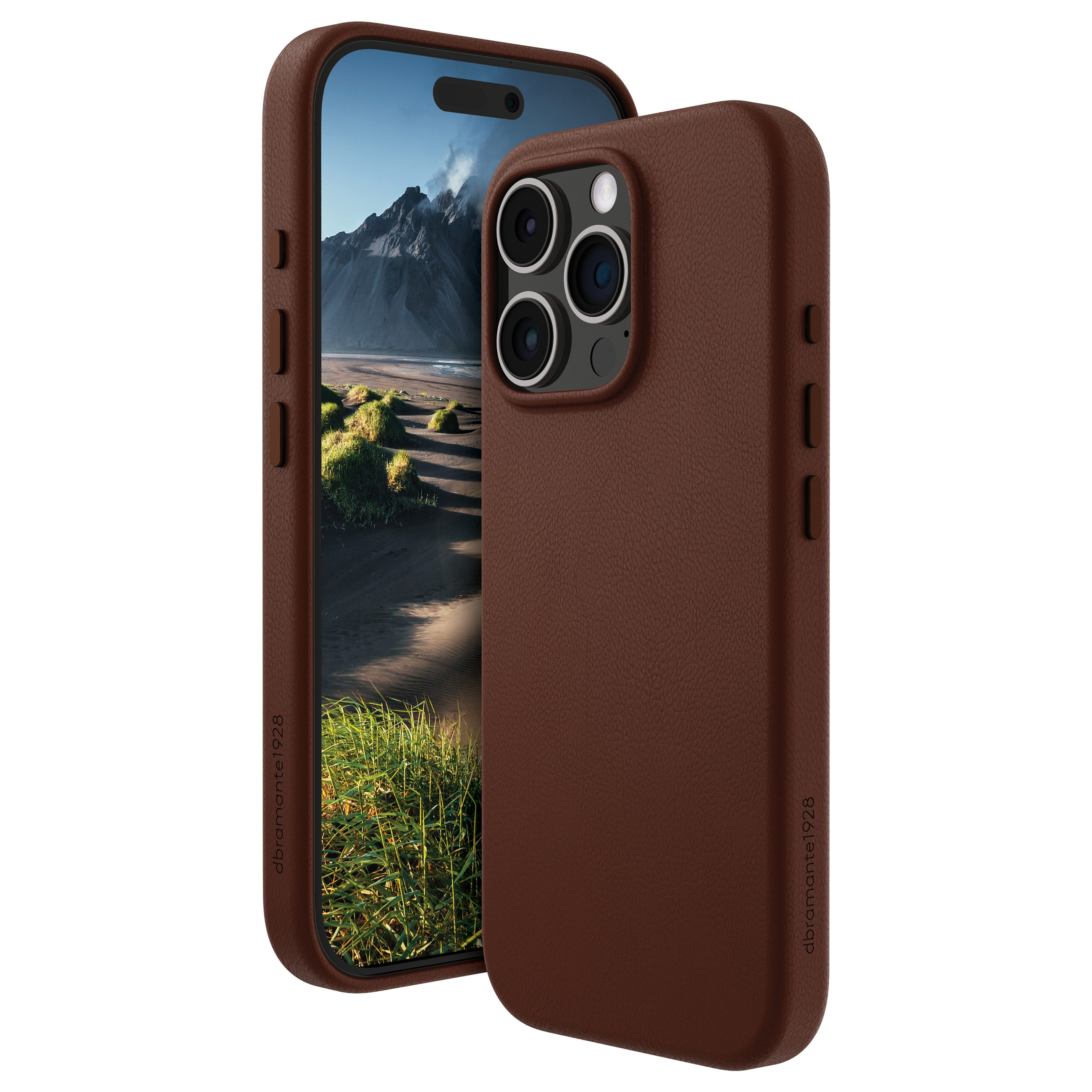 dbramante1928 Roskilde - Hintere Abdeckung fr Mobiltelefon - MagSafe-Kompatibilitt - genarbtes Leder - Dark Tan - fr Apple iPhone 16 Pro
