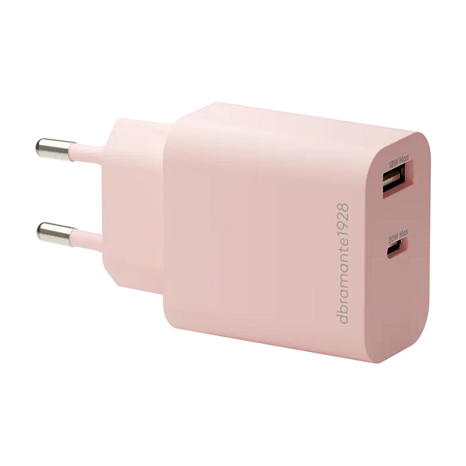 dbramante1928 re-charge - Netzteil - 20 Watt - 2 Ausgabeanschlussstellen (USB-C, USB) - pink - Europa Smartphone Zubehör