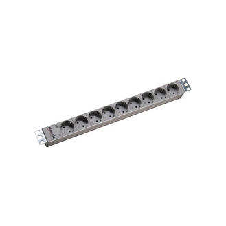 BACHMANN 19"-Steckdosenleiste ALU 1HE, 9-fach 35, grau, 2,0m, ohne Schalter