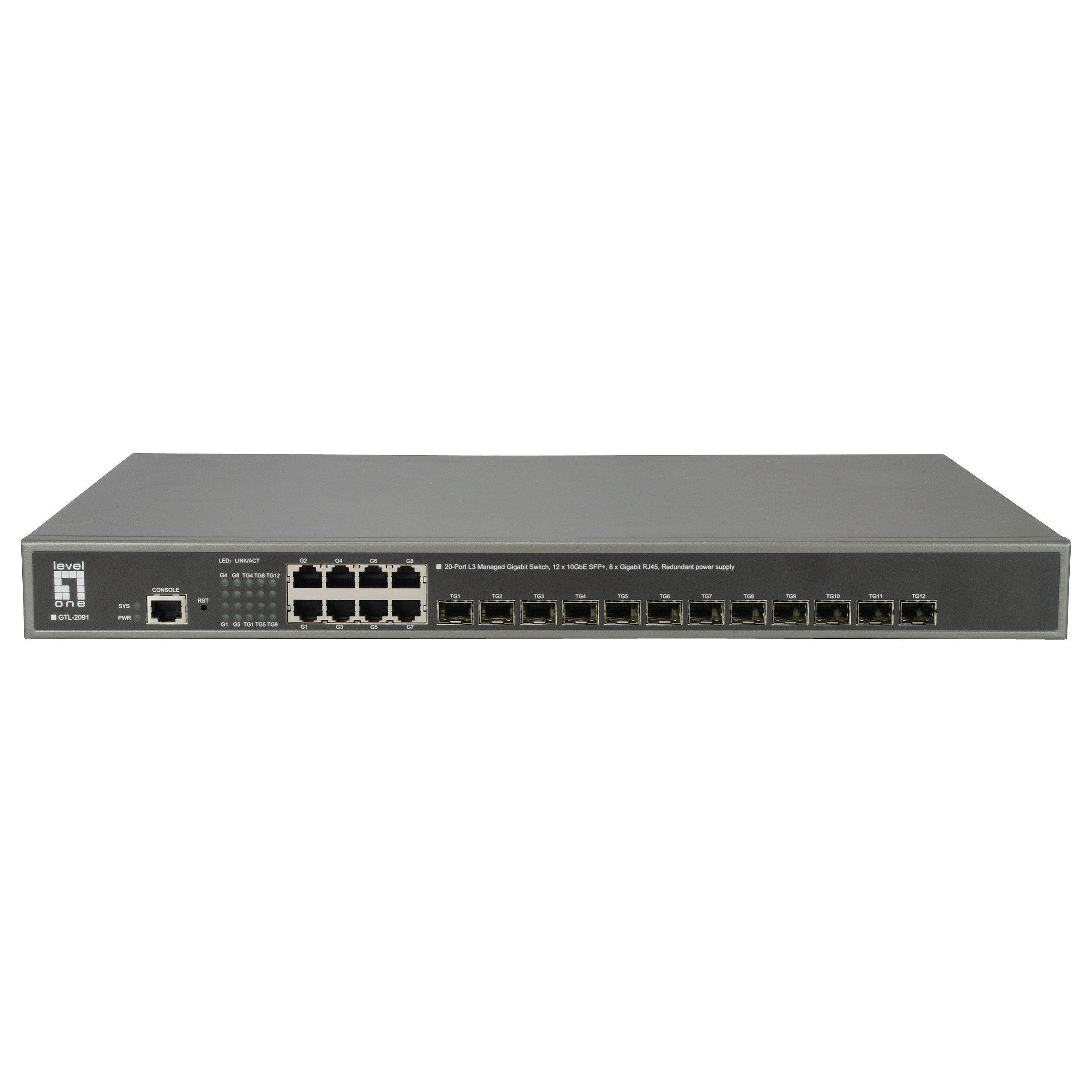 Switch 8x GE GTL-2091 12x10GSFP+19"