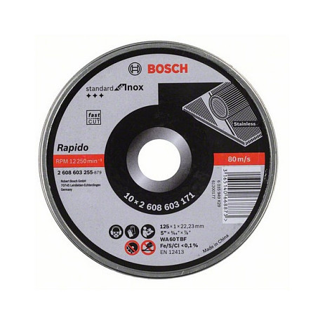 Bosch Accessories Rapido 2608603255 Trennscheibe gerade 125 mm 10 St. Edelstahl, Metall