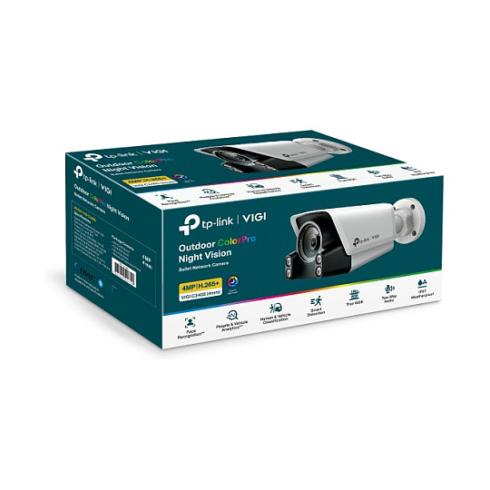 TP-LINK VIGI C340S (4MM) 4MP Outdoor Color Pro Night Vision Bullet Network Camera 4MP 4mm Fixed Lens 1/4.57cm 1.8Zoll