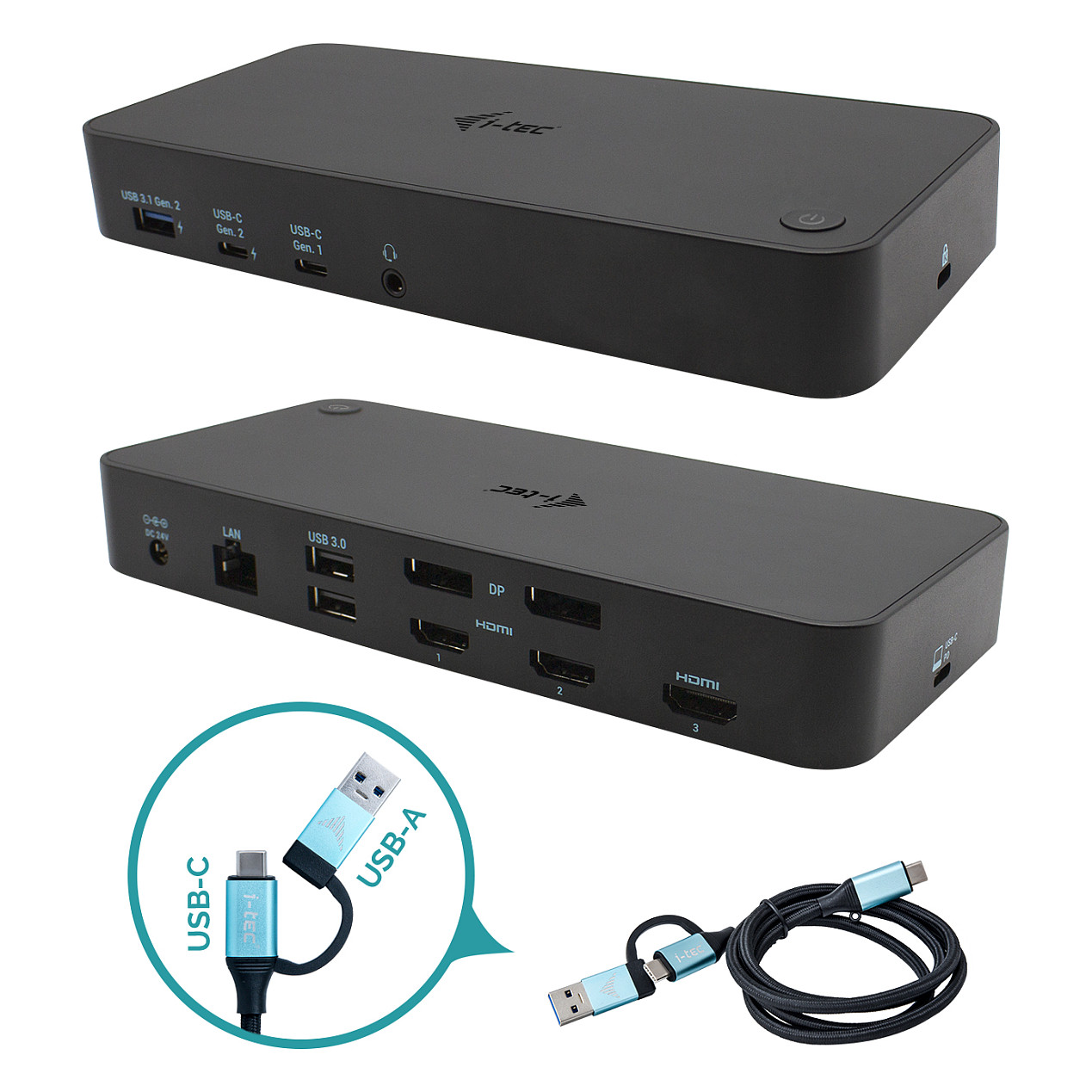 D I-TEC USB 3.0/USB-C Tripledock mit PD 100W 3x4K 60Hz