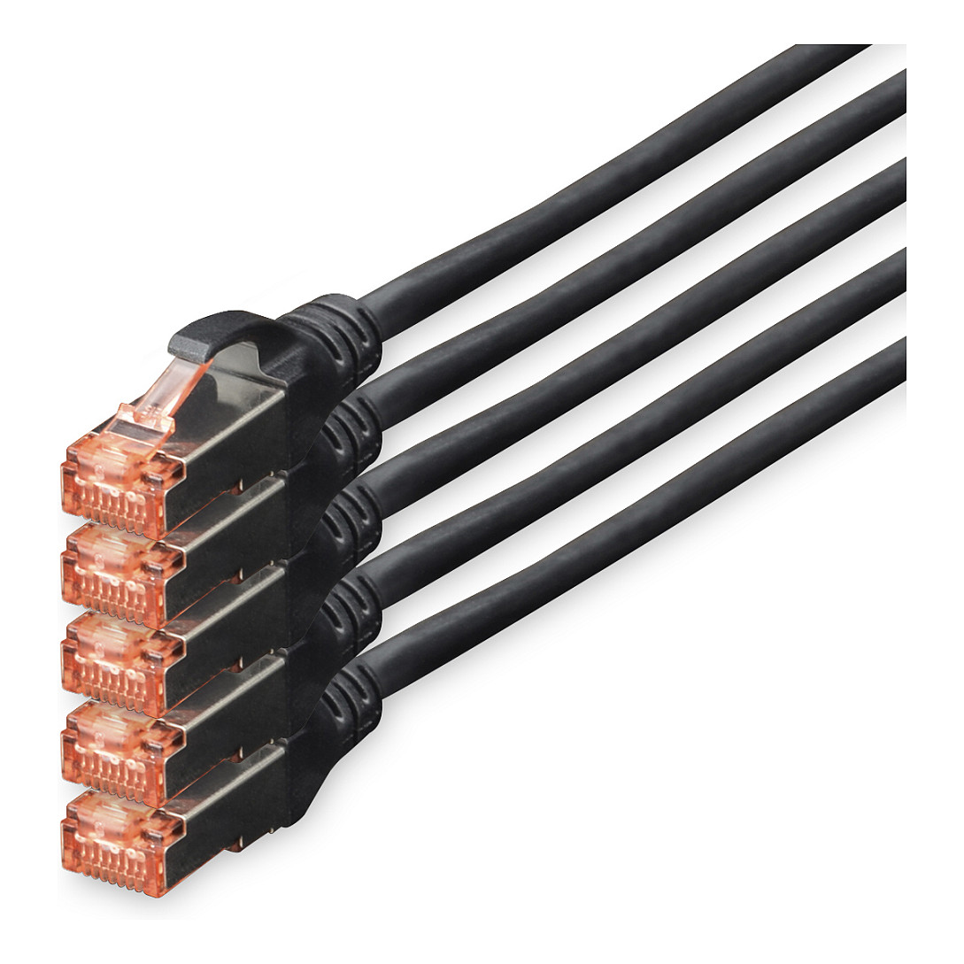 DIGITUS CAT 6 S/FTP Patchkabel, 5 Stück, 10m, schwarz