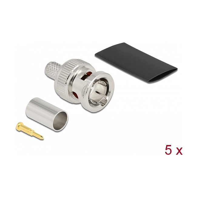 DELOCK BNC Stecker zum Crimpen RG59 mit passendem Schrumpfschlauch Netzwerk