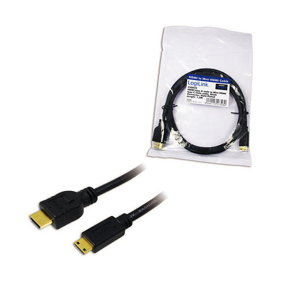 Logilink HDMI-Kabel Ethernet A -> mini St/St 1.50m sw