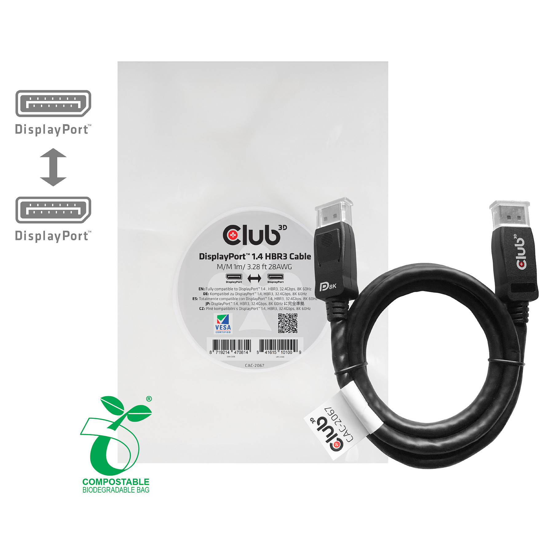 CLUB3D CAC-2067 DisplayPort cable