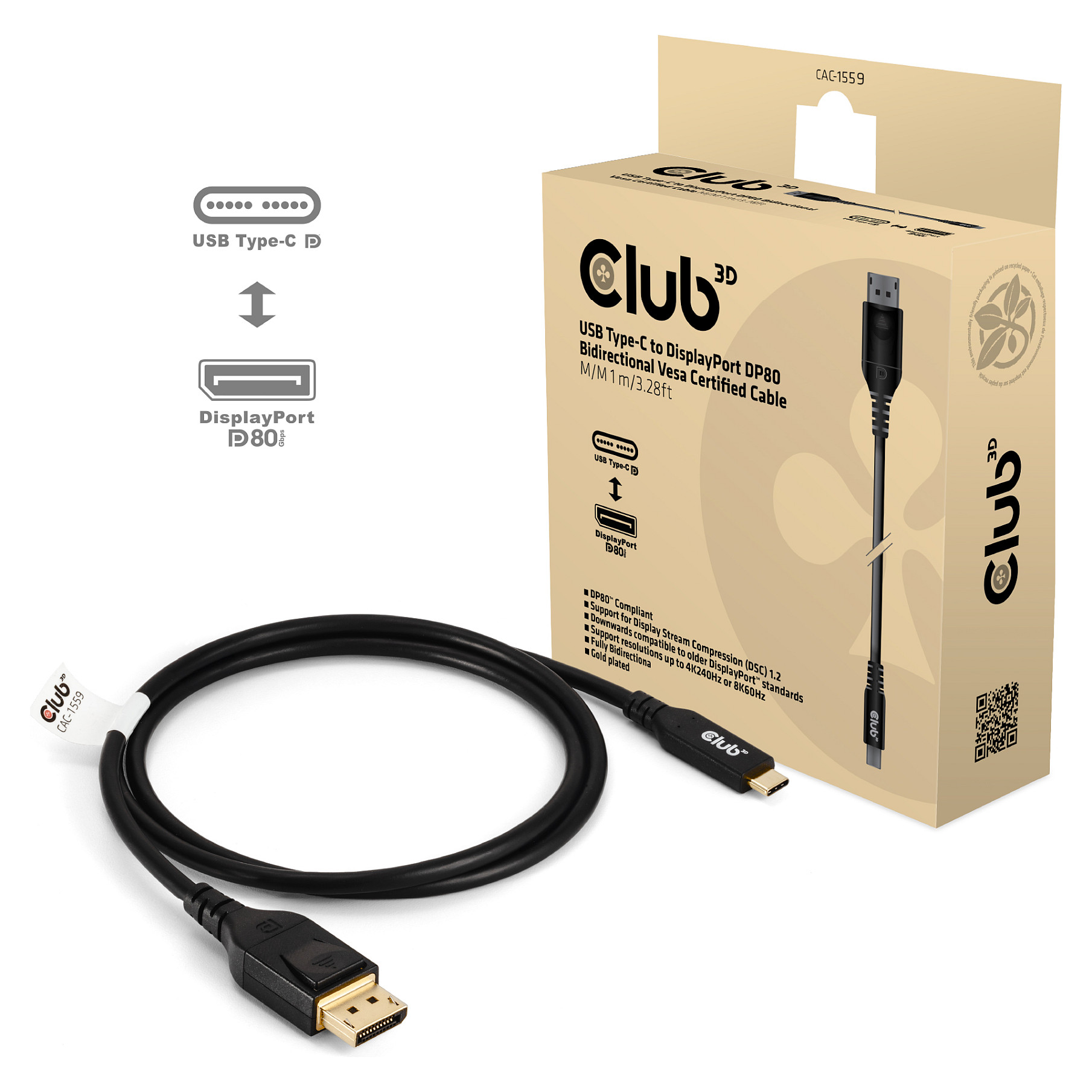 CLUB3D CAC-1559 video cable adapter