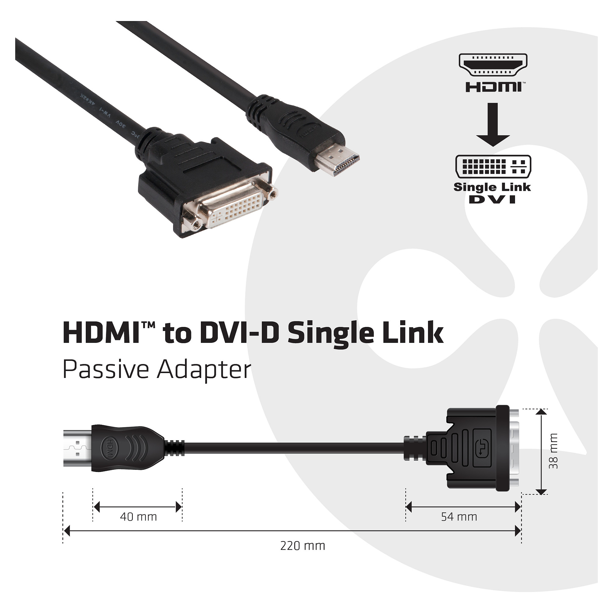 CLUB3D HDMI to DVI-I Single Link Adapter Cable