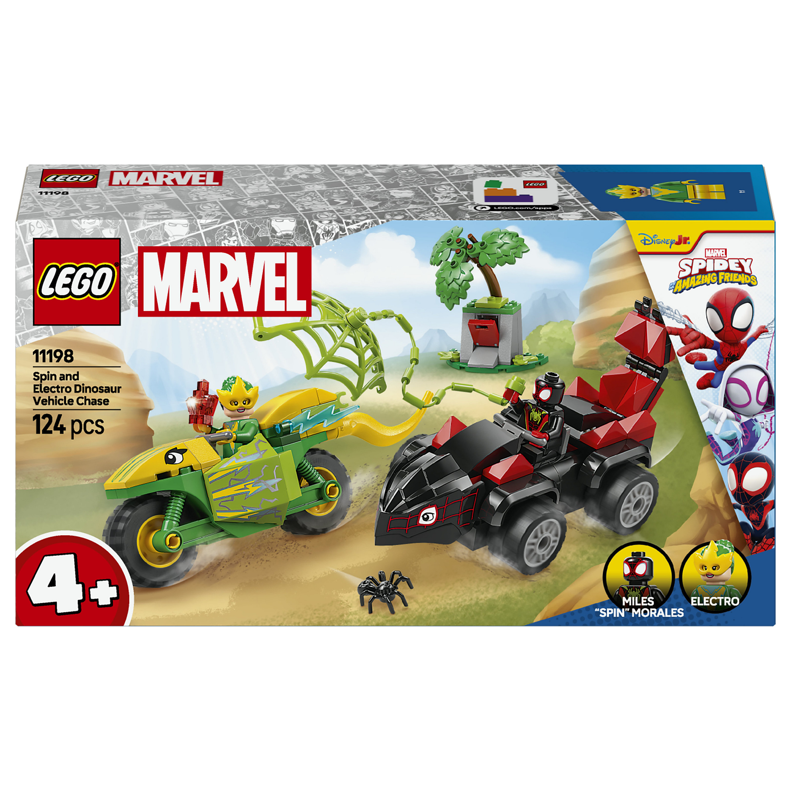 LEGO 11198 Marvel Spidey und seine Super-Freunde Actionspa mit Spin und Electro in ihren Dino-Flitzern Spielwaren