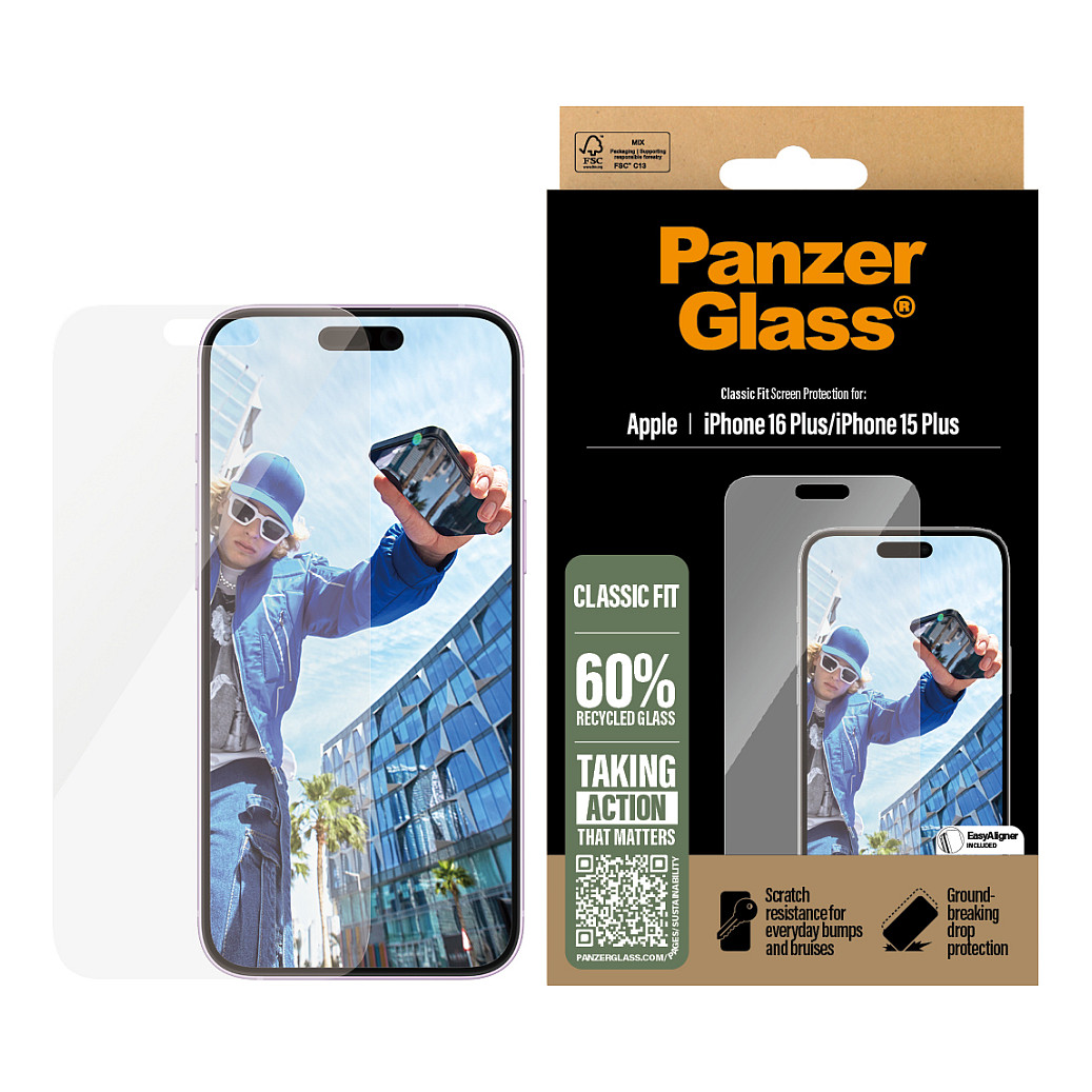 PanzerGlass ® Screen Protector iPhone 16 Plus | 15 Plus | Classic Fit