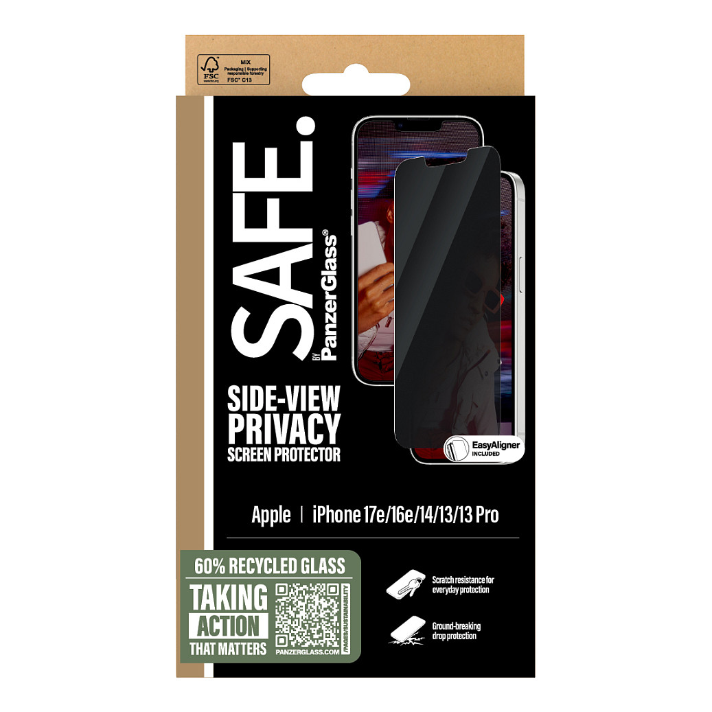 PanzerGlass SAFE. by ® Privacy Screen Protector iPhone 16e | 14 | 13 | 13 Pro | Ultra-Wide Fit w. EasyAligner