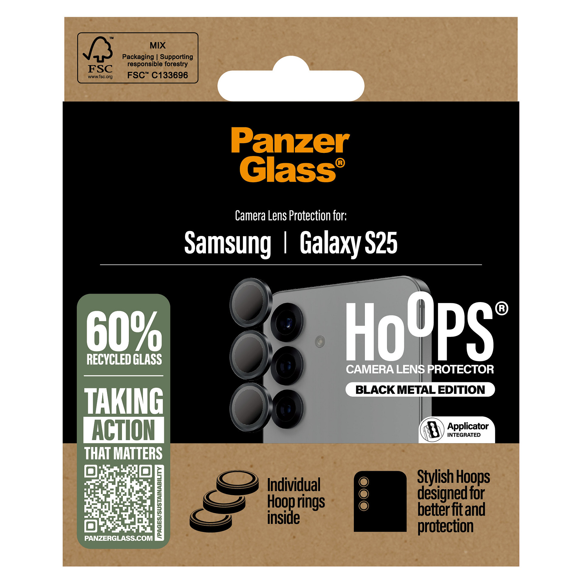 PanzerGlass ® Hoops® Camera Lens Protector Black Samsung Galaxy S25