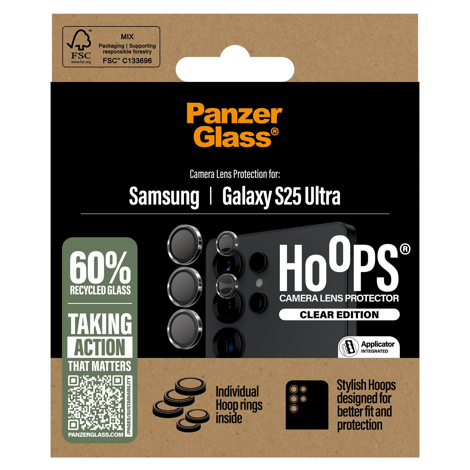PanzerGlass ® Hoops® Camera Lens Protector Transparent Samsung Galaxy S25 Ultra
