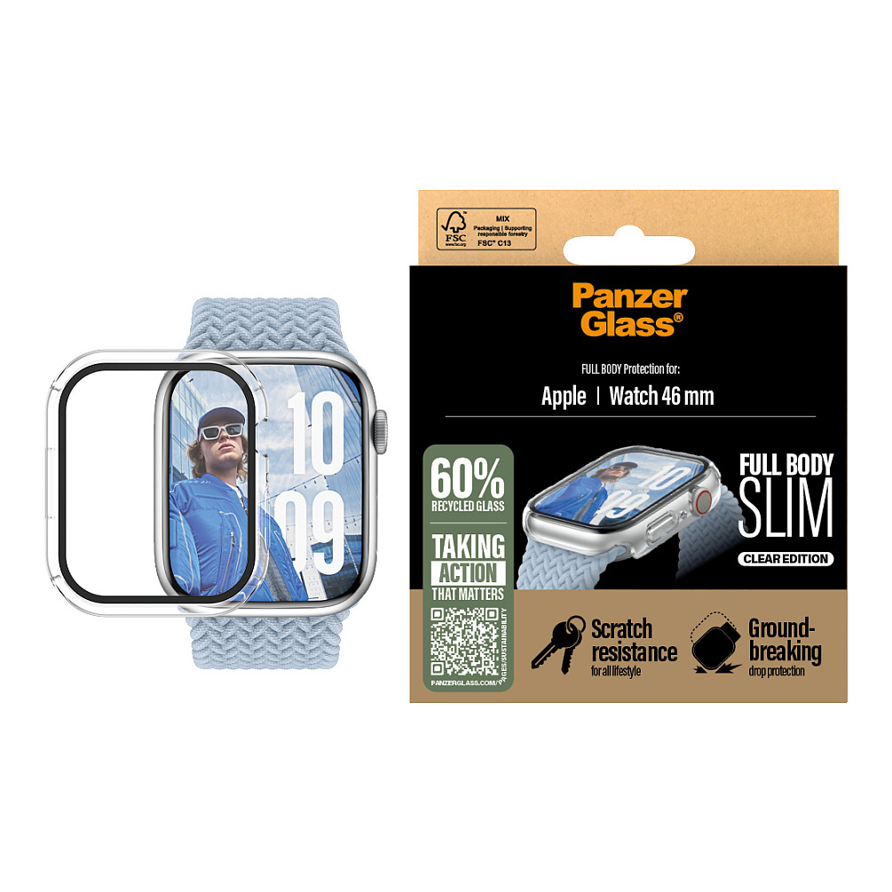 PanzerGlass ® Case Full Body Slim Transparent Apple Watch Series 11 | 10 | 46mm