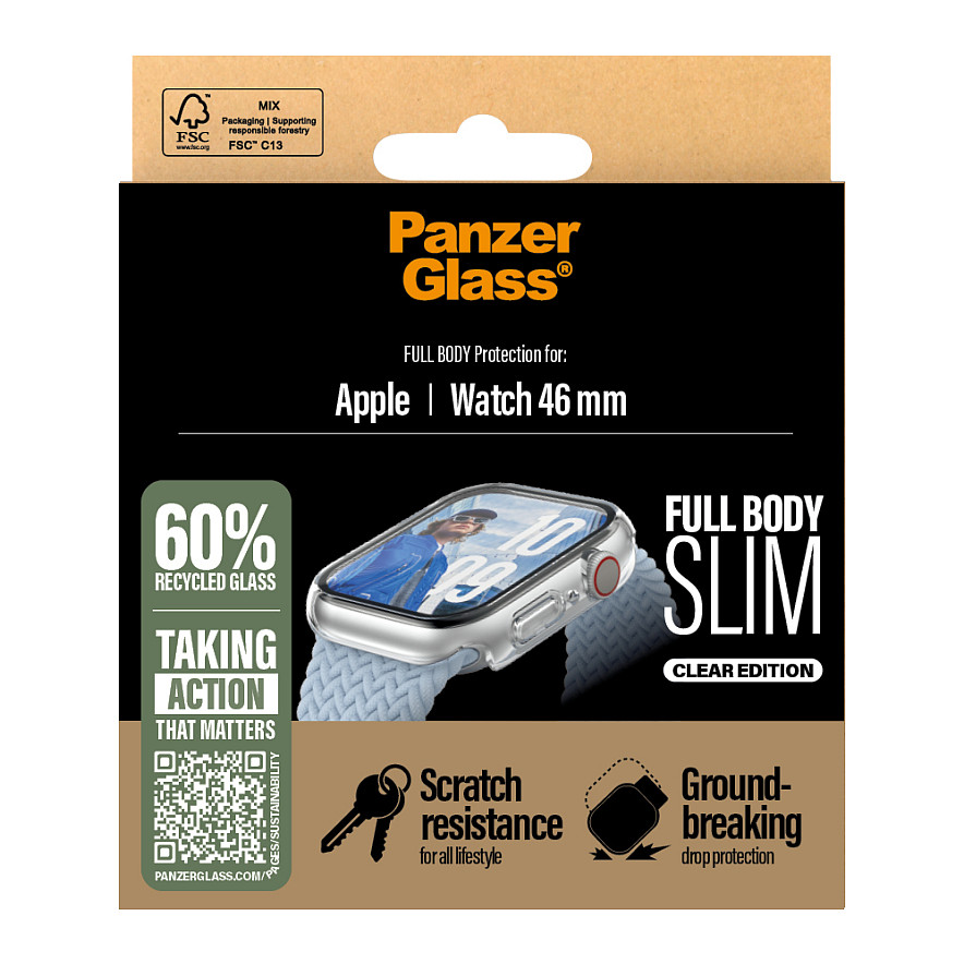 PanzerGlass ® Case Full Body Slim Transparent Apple Watch Series 11 | 10 | 46mm