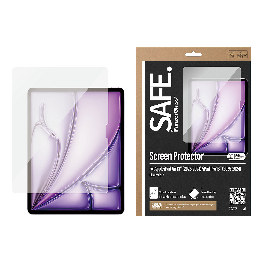PanzerGlass SAFE. by ® Screen Protector iPad Air 13'' (2024-2026) |iPad Pro 13'' (2024-2025) | Ultra-Wide Fit